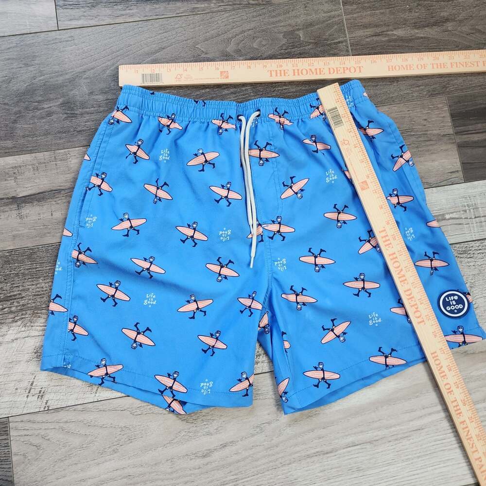 Life is Good Men's Jake Surfboard Print Swim Trunks Size M - Picture 3 of 10